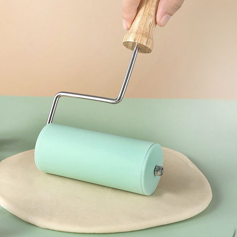 Kingwise New Nordic Colored L-Shaped Silicone Dough Roller Pin Food Grade Manual Pastry Rolling Pins Home Plastic Pastry Boards