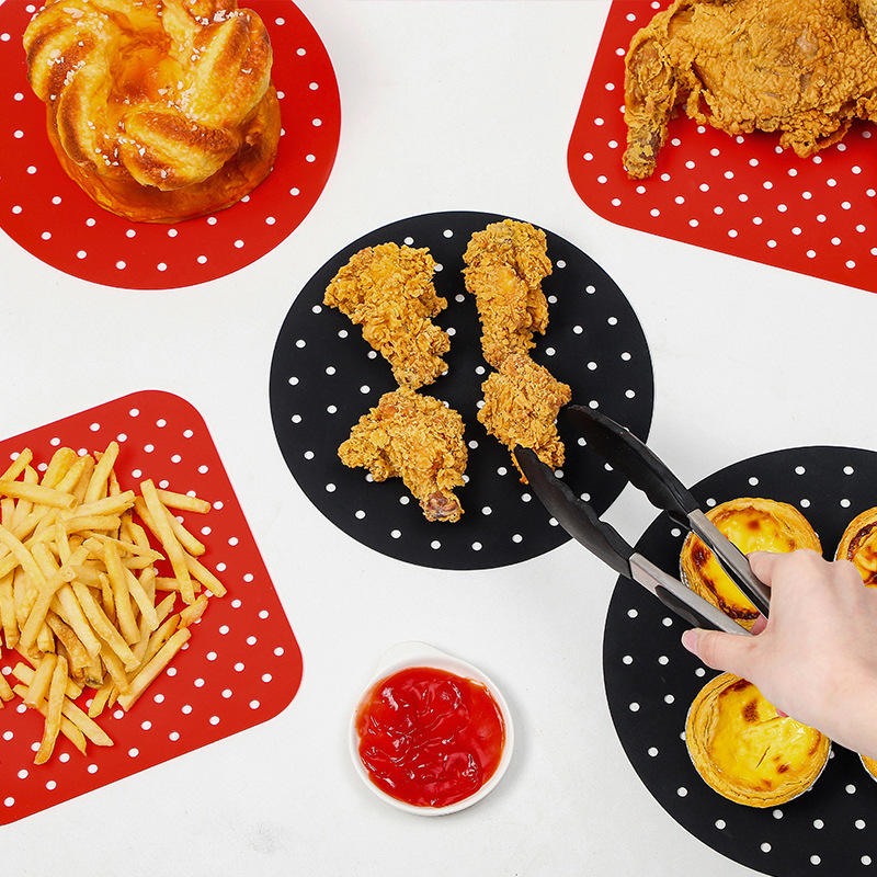 Kingwise Wholesale Home Kitchen Accessories Round Pattern Heat-Resistant Silicone Baking Mat Non-Stick Air Fryer Liners