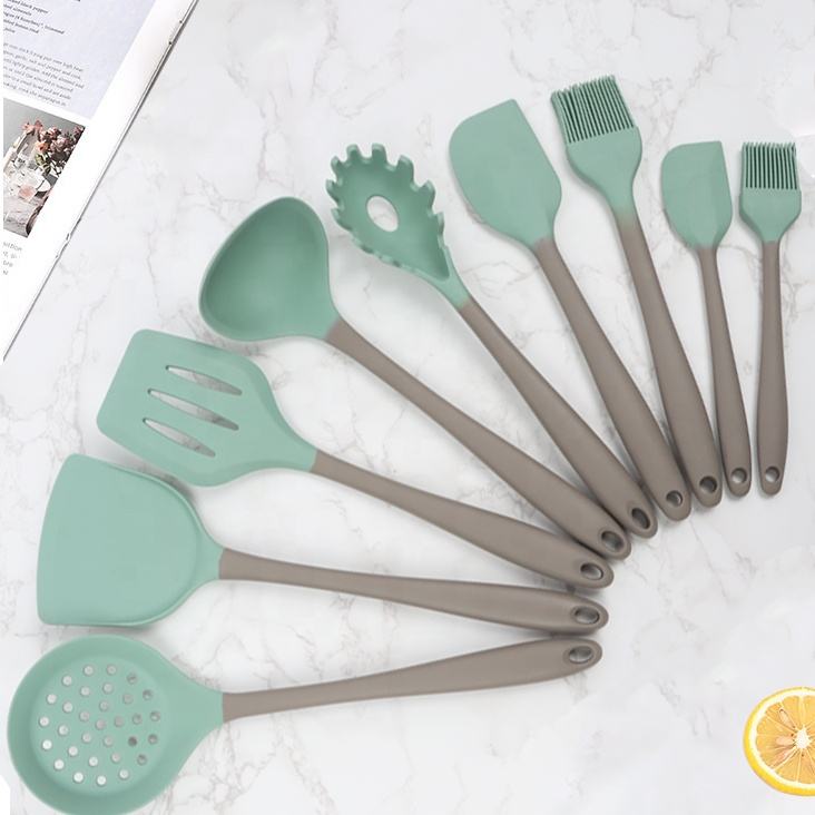 Kingwise 9-Piece Non-Stick Nordic Kitchen Silicone Rubber Cooking Tool Set Heat Resistant Dishwasher Safe Kitchenware