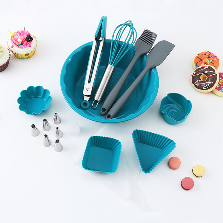 Kingwise Customized Kitchen Accessories Food-Safe Silicone Cake Mold Spatula Bush Egg Whisk Bakeware Baking Tools Set