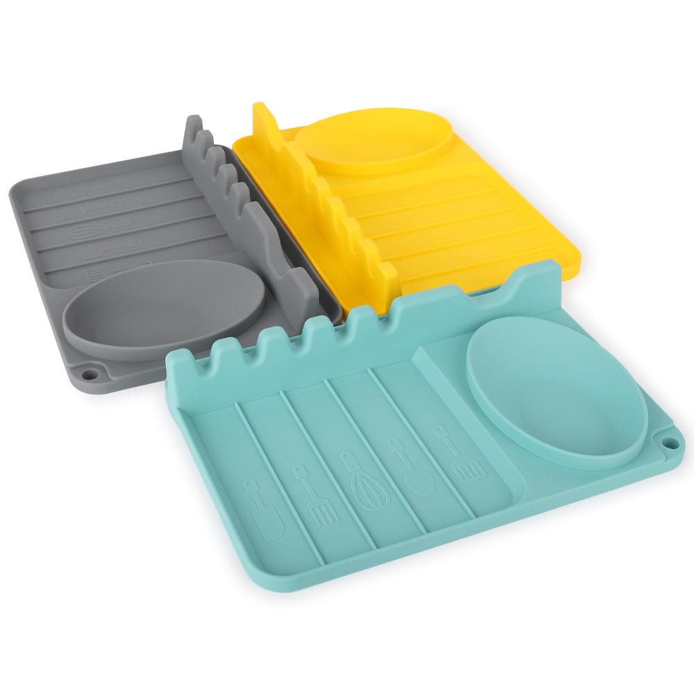 Home and Kitchen Food Grade Heat Resistant Silicone Spoon Rest Utensils Organizer Pot Clips Kitchen Utensils Holder