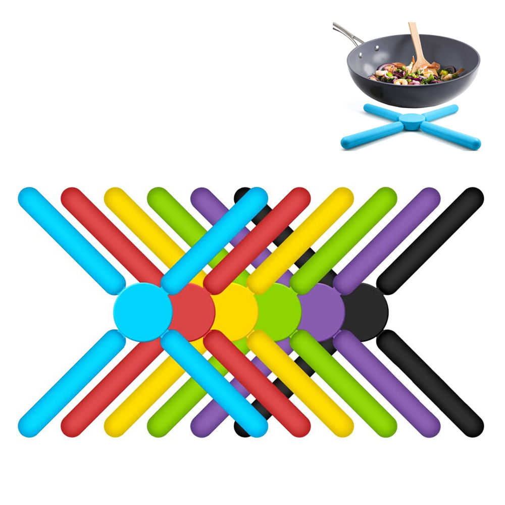 Kingwise Home Kitchen Foldable Table Mat Trivet Cross Collapsible Pot Holder Heat Resistance Trivet