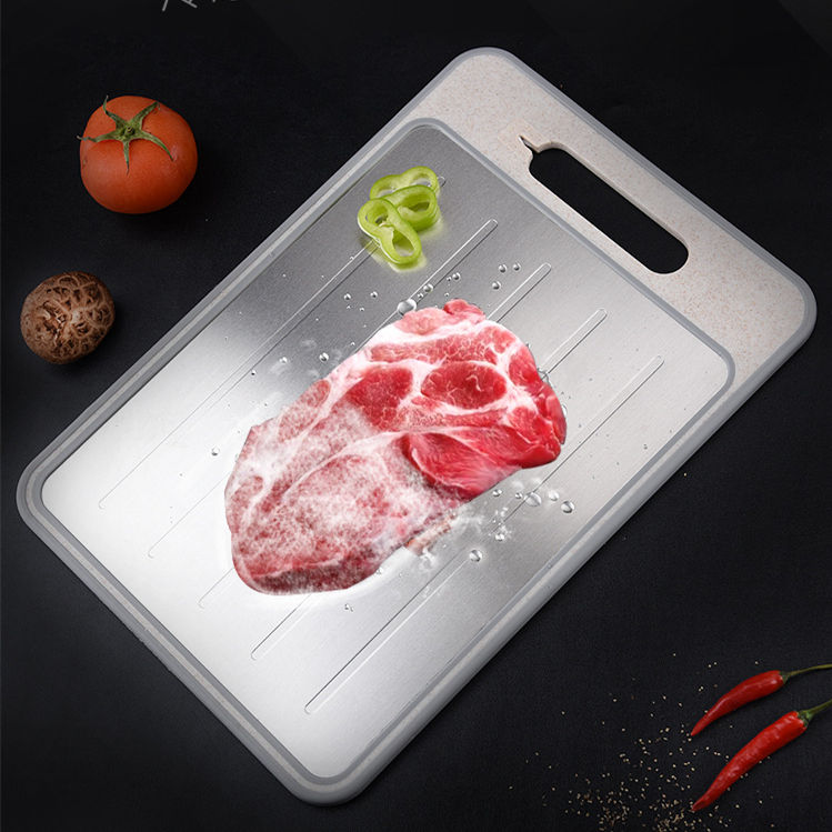 Multi Functional Fast Defrosting Tray 2 in 1 Premium Aluminum Defrosting Plate Cutting Boards for Quick Frozen Meat