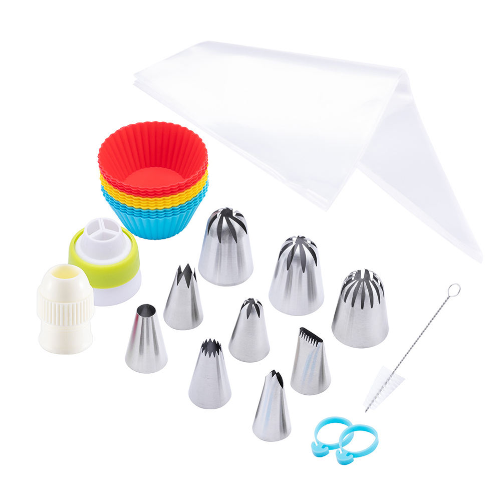 Kingwise 36-Piece Steel Eco-Friendly Cake Decorating Tip Set with Piping Tubes Dishwasher Safe for Cake Pastry Fondant & Icing