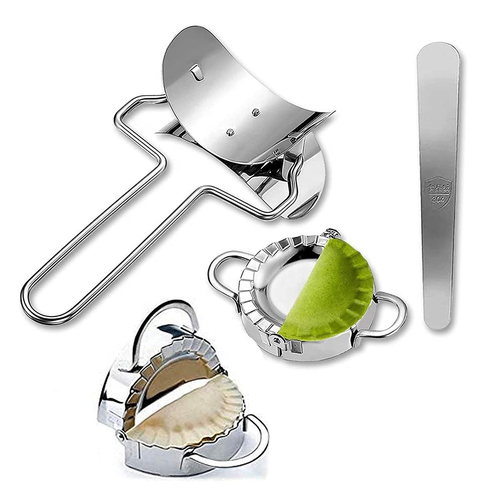 KINGWISE Stainless Steel Dumpling Maker Set Manual Dough Dumpling Skin Making Mold Baking for Home Kitchen Cutters Accessory