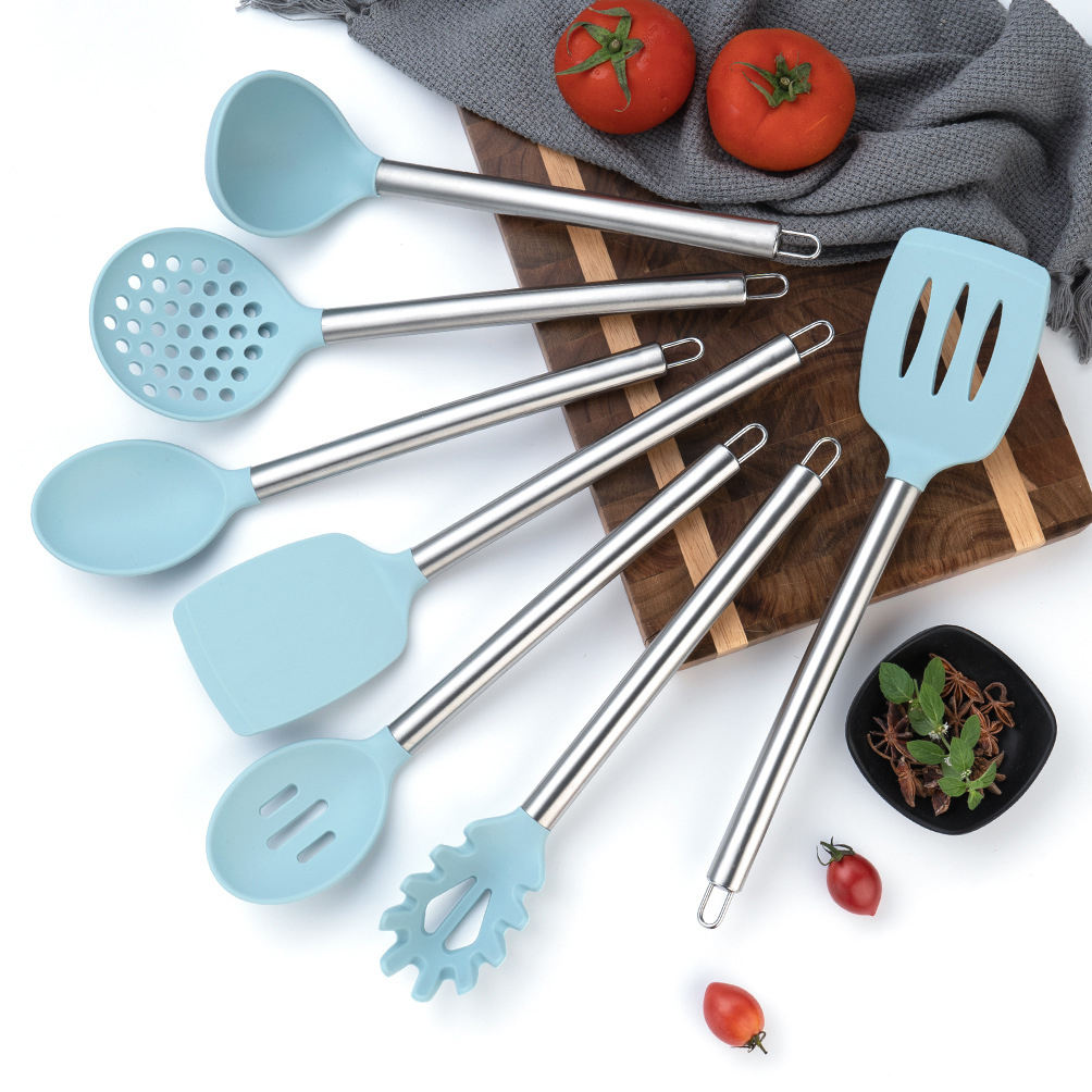 Kingwise Premium Stainless Steel Handles Silicone Rubber Cooking Utensil Dishwasher Safe Single Piece Home Kitchen Tool