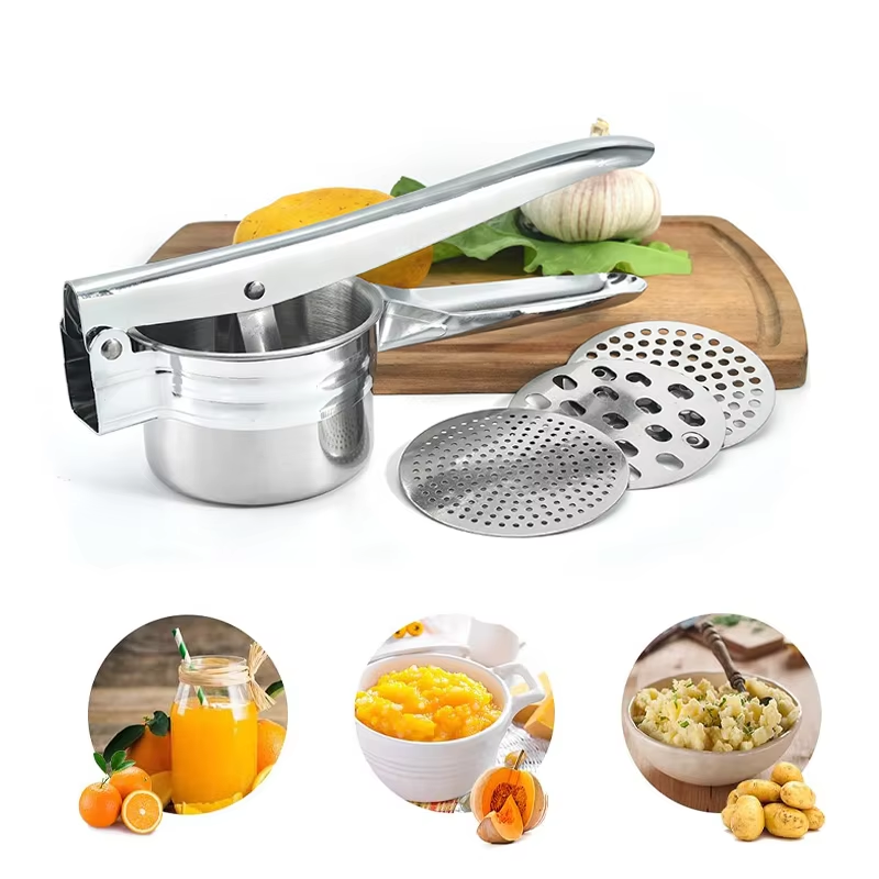 KINGWISE Nordic Kitchenware Multi Purpose Manual Potato Press Professional Potato Ricer Stainless Steel Masher