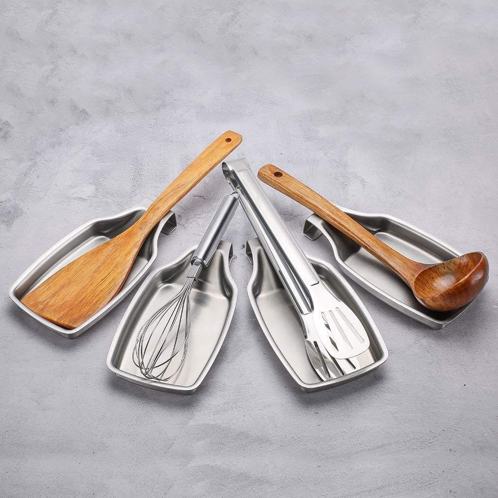 Kingwise Factory Custom Stainless Steel 304 Kitchen Utensil Set Wholesale Spoon Fork Holder Ladle Spatula Metal Spoon Rest