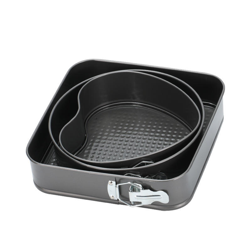 3-Piece Stainless Steel Square Springform Cake Mold Set with Non-Stick Coating Oven & Dishwasher Safe