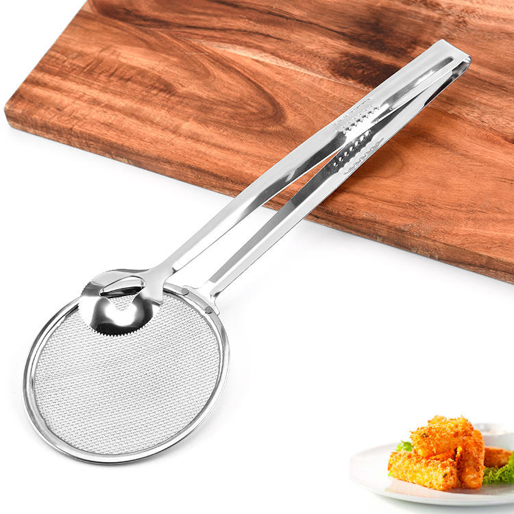 New Product Ideas Factory Direct Stainless Steel Multi-function Oil Filter Clip Frying Spoon Food Clip Oil Trap Frying Net