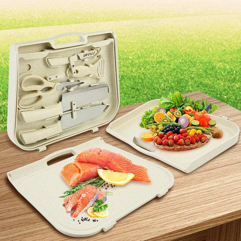 Kingwise High Quality 6 Pieces Chopping Blocks Kitchen Plastic Cutting Board Set Wholesale pp Chopping Board with Knives Set