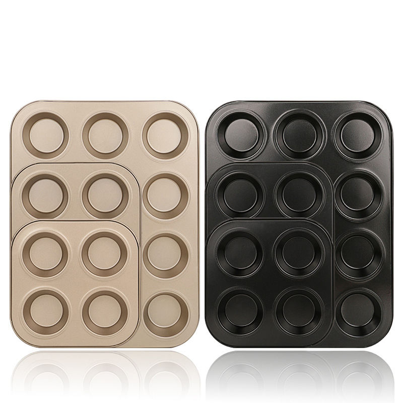 Kingwise High Quality 4 6 12-Cup Non-Stick Carbon Steel Muffin & Cupcake Mold Metal Bakeware Muffin Cake Pan