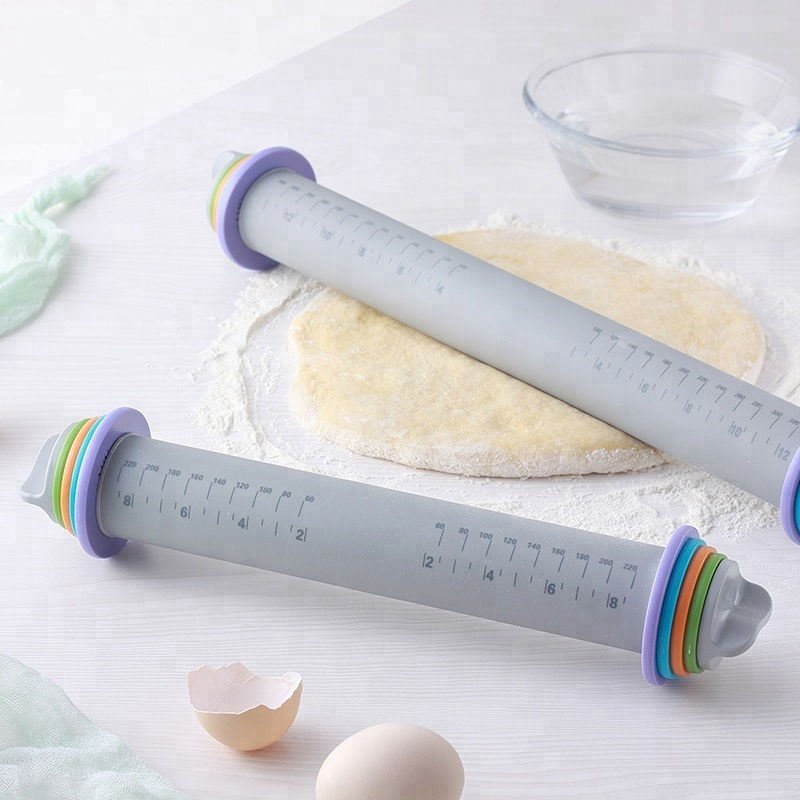 Kingwise Wholesale Home Baking Tools 8 Inch 12 Inch Plastic Thickened Adjustable Rolling Pins Removable Rings Eco-Friendly